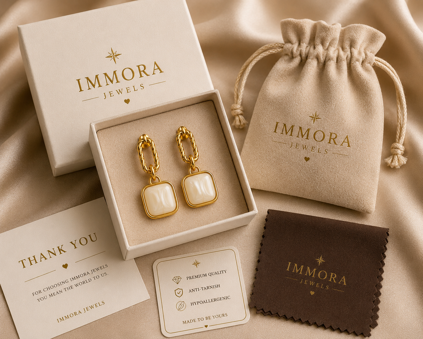 Eternal Marble Square Earrings
