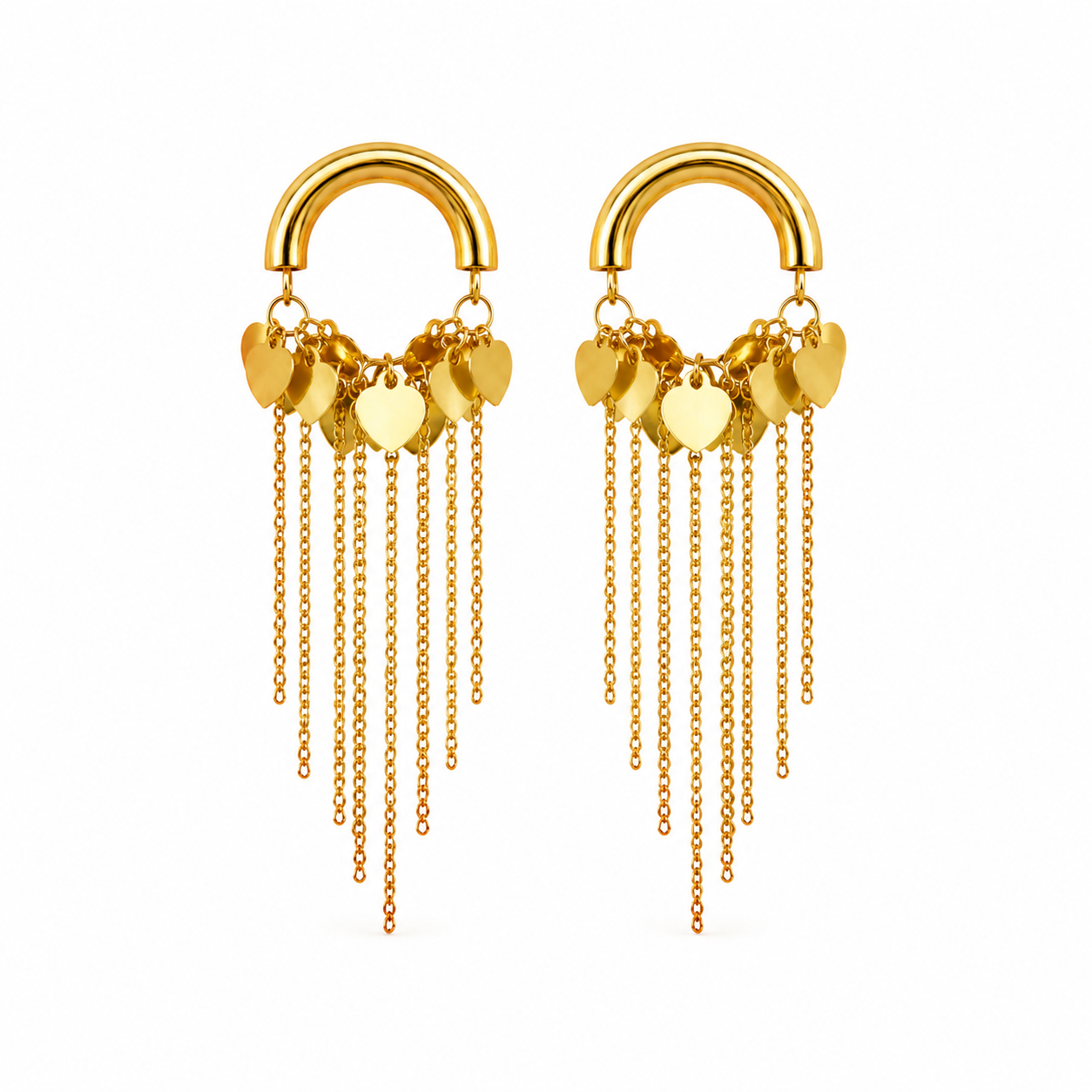 Trendy Heart Charm Tassel Hoop Earrings