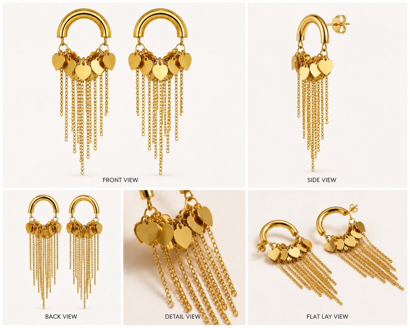 Trendy Heart Charm Tassel Hoop Earrings