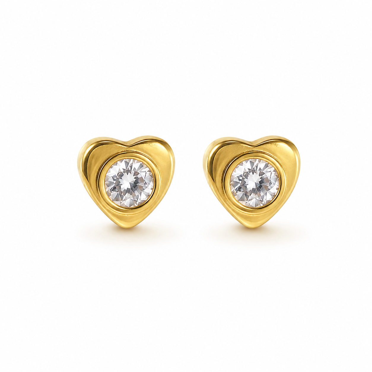 Elegant Heart Crystal Stud Earrings
