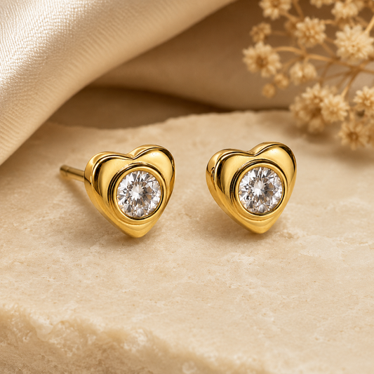 Elegant Heart Crystal Stud Earrings