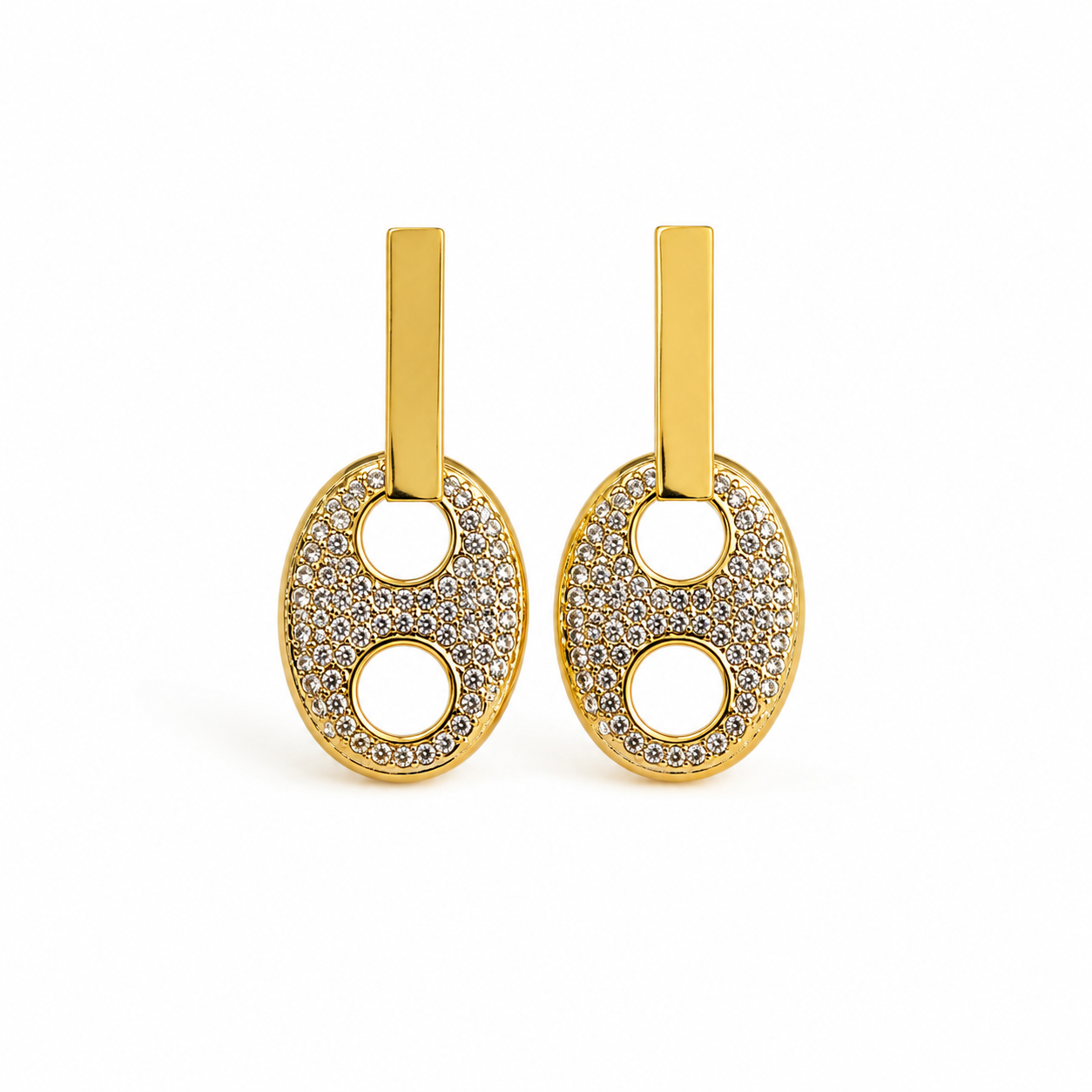 Elegant Oval Crystal Drop Earrings