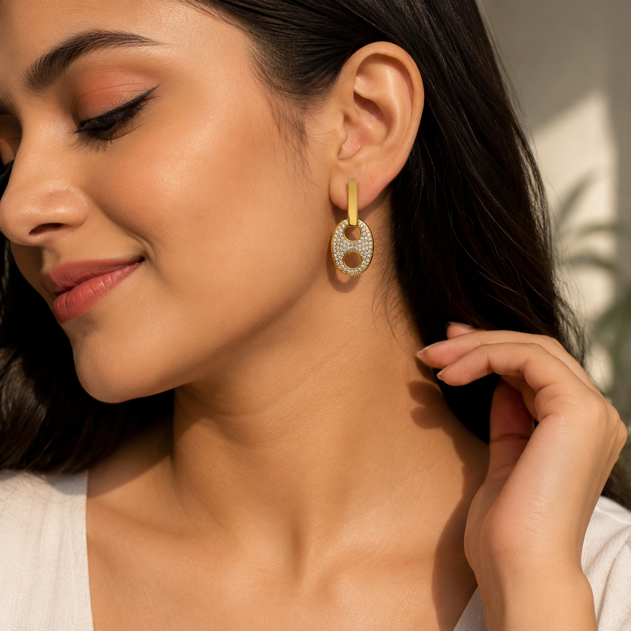 Elegant Oval Crystal Drop Earrings
