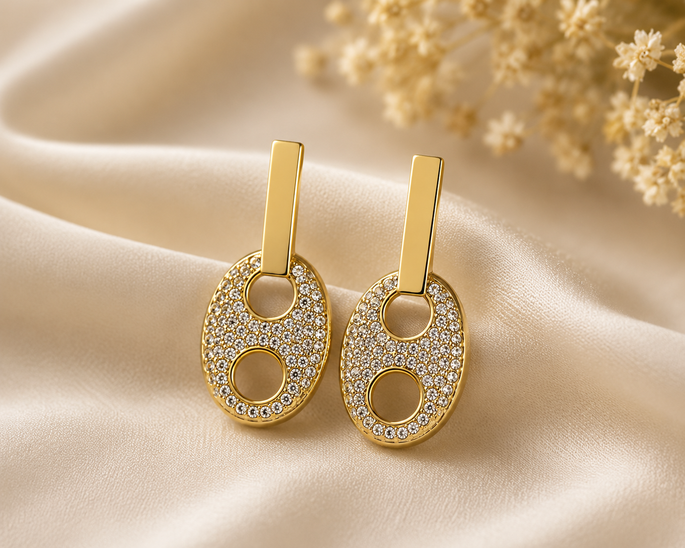 Elegant Oval Crystal Drop Earrings