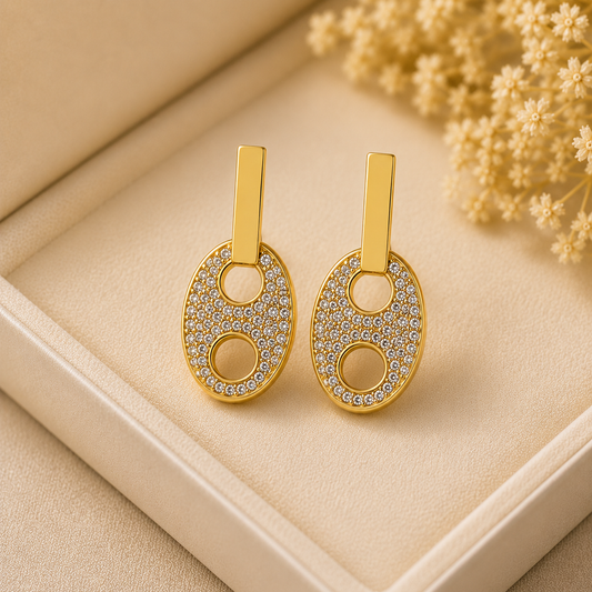 Elegant Oval Crystal Drop Earrings