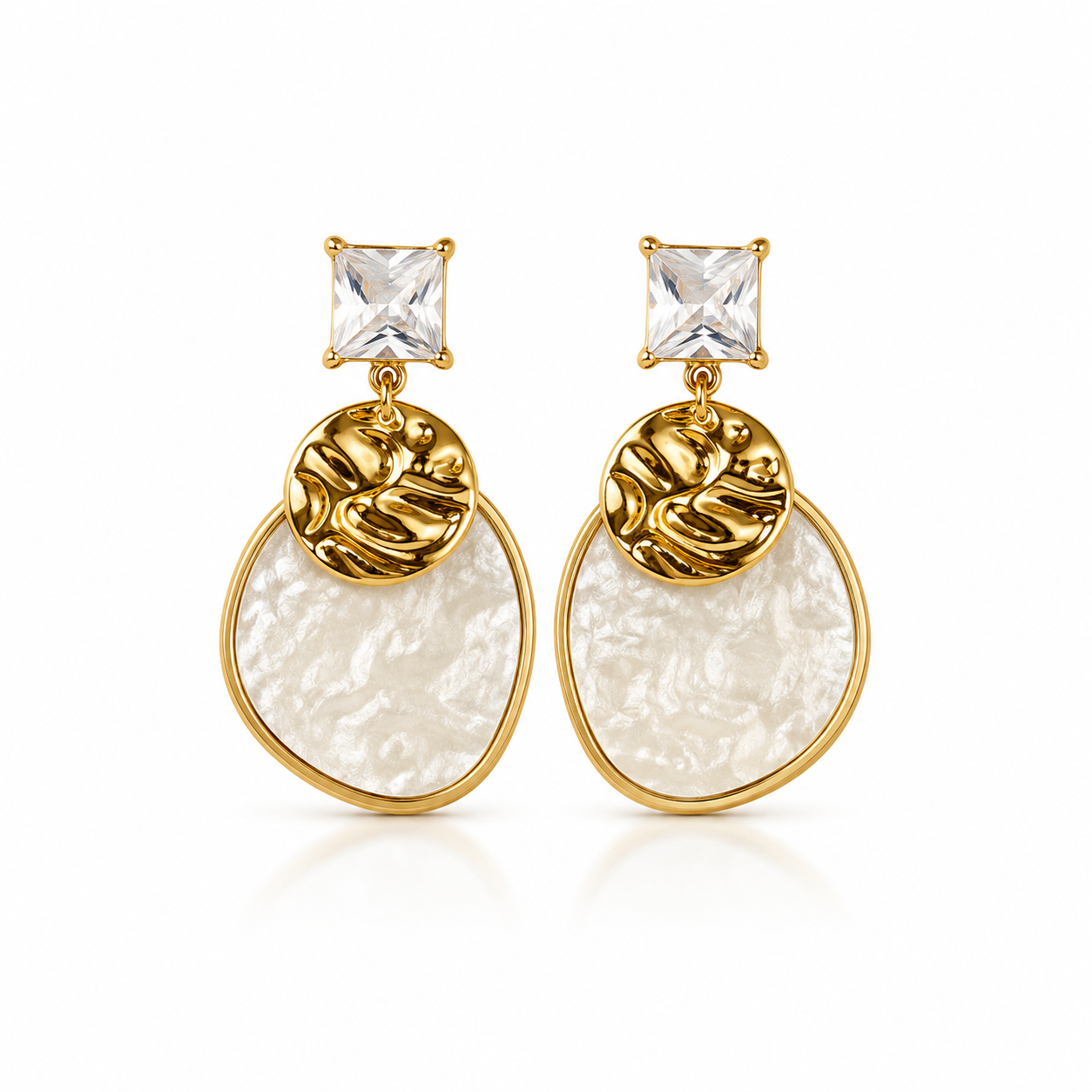 Elegant Pearl Disc Drop Earrings