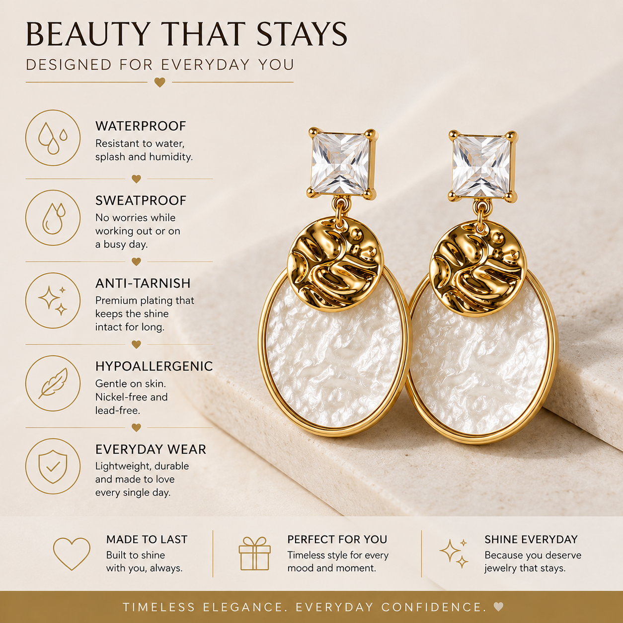 Elegant Pearl Disc Drop Earrings