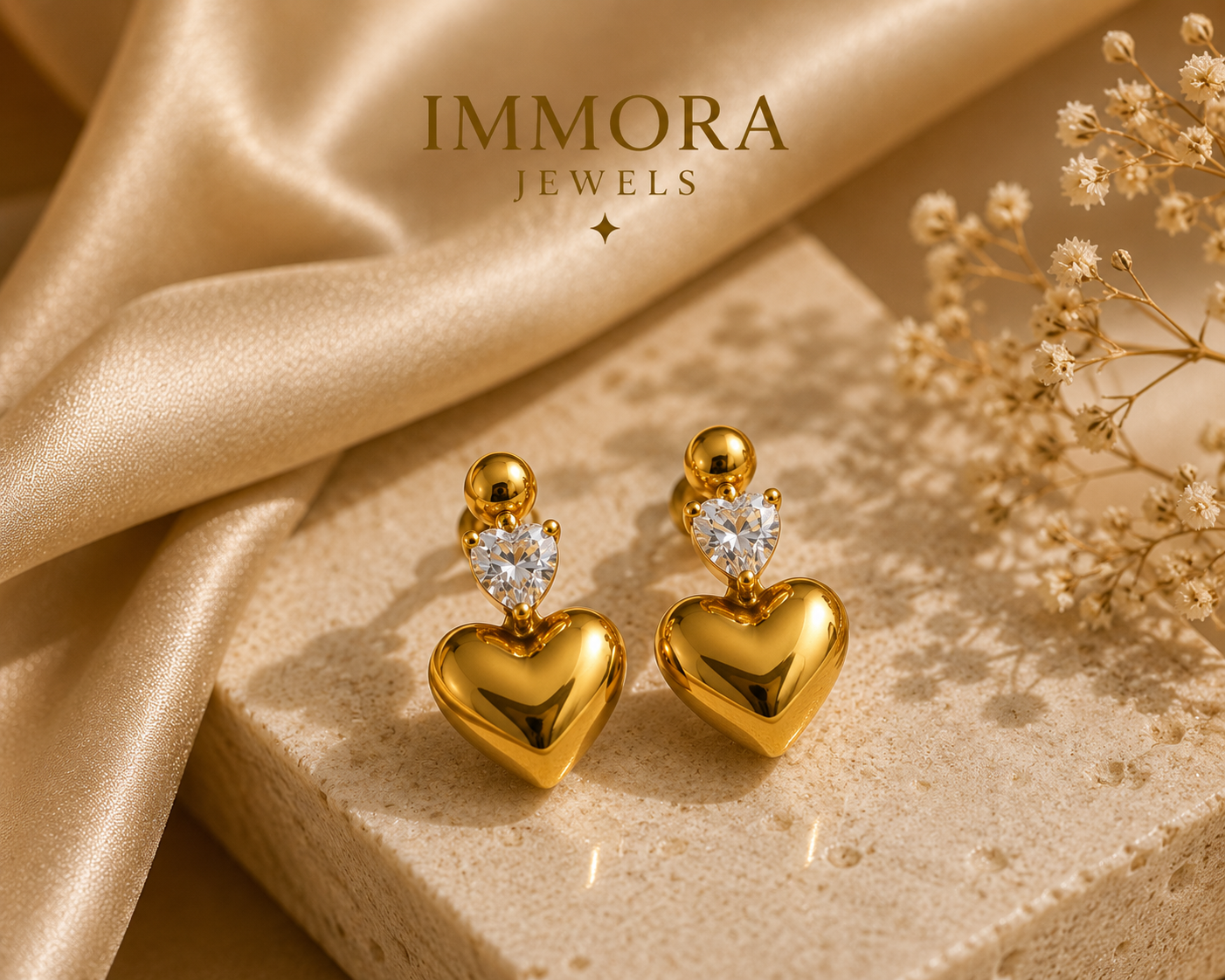 Amora Shimmer Heart Dangles
