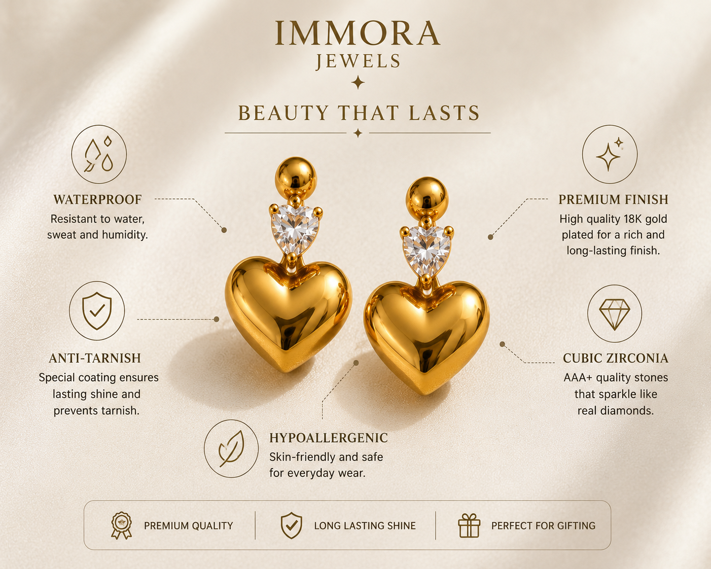 Amora Shimmer Heart Dangles