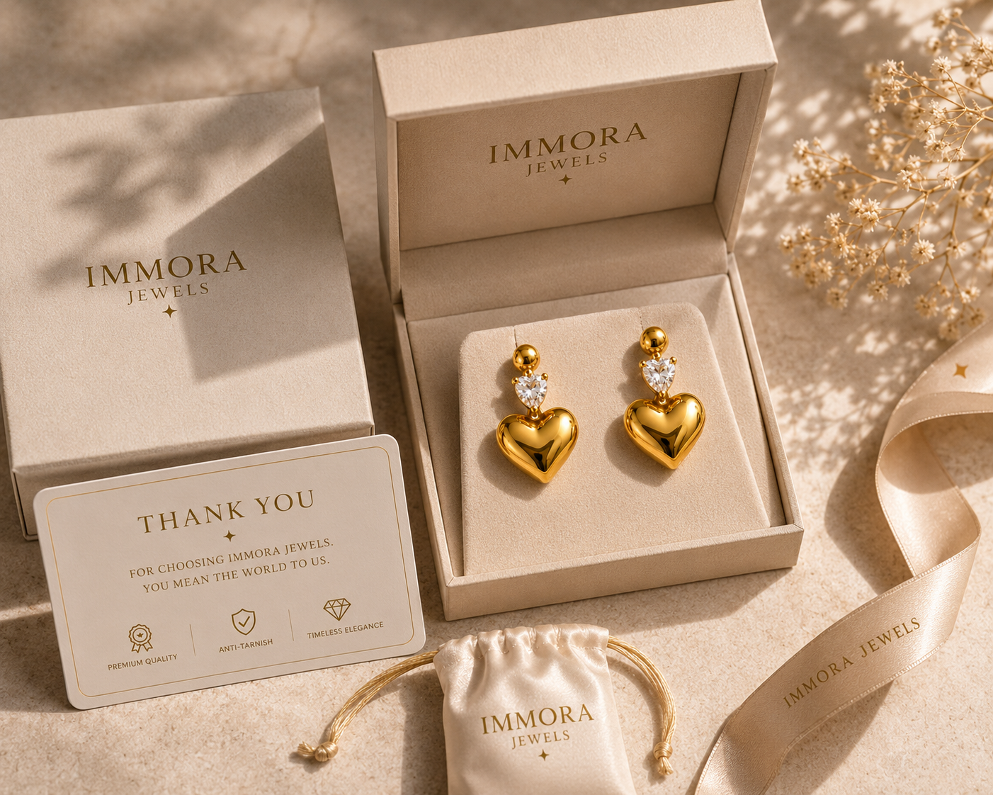 Amora Shimmer Heart Dangles