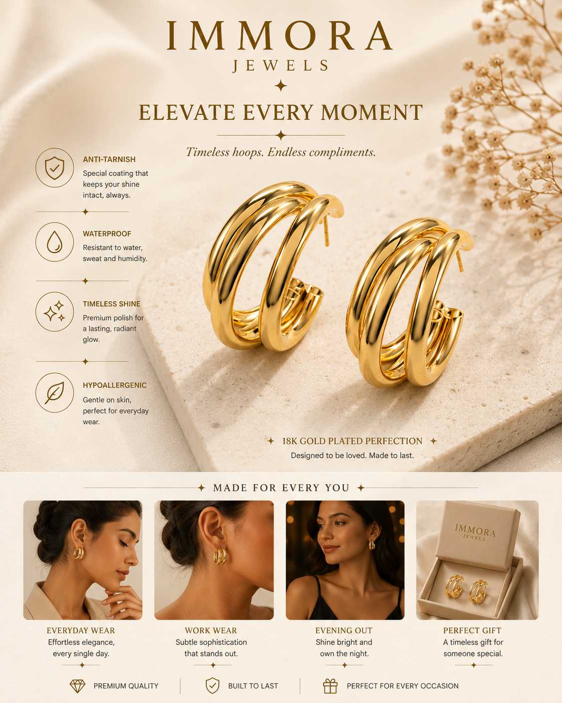 Trinity Sculptural Hoops