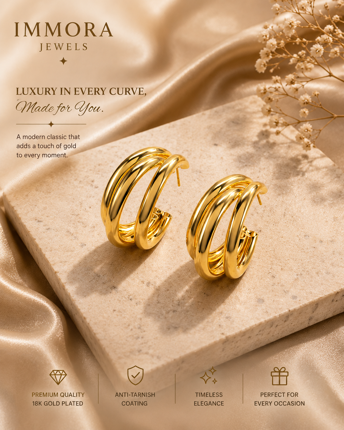 Trinity Sculptural Hoops