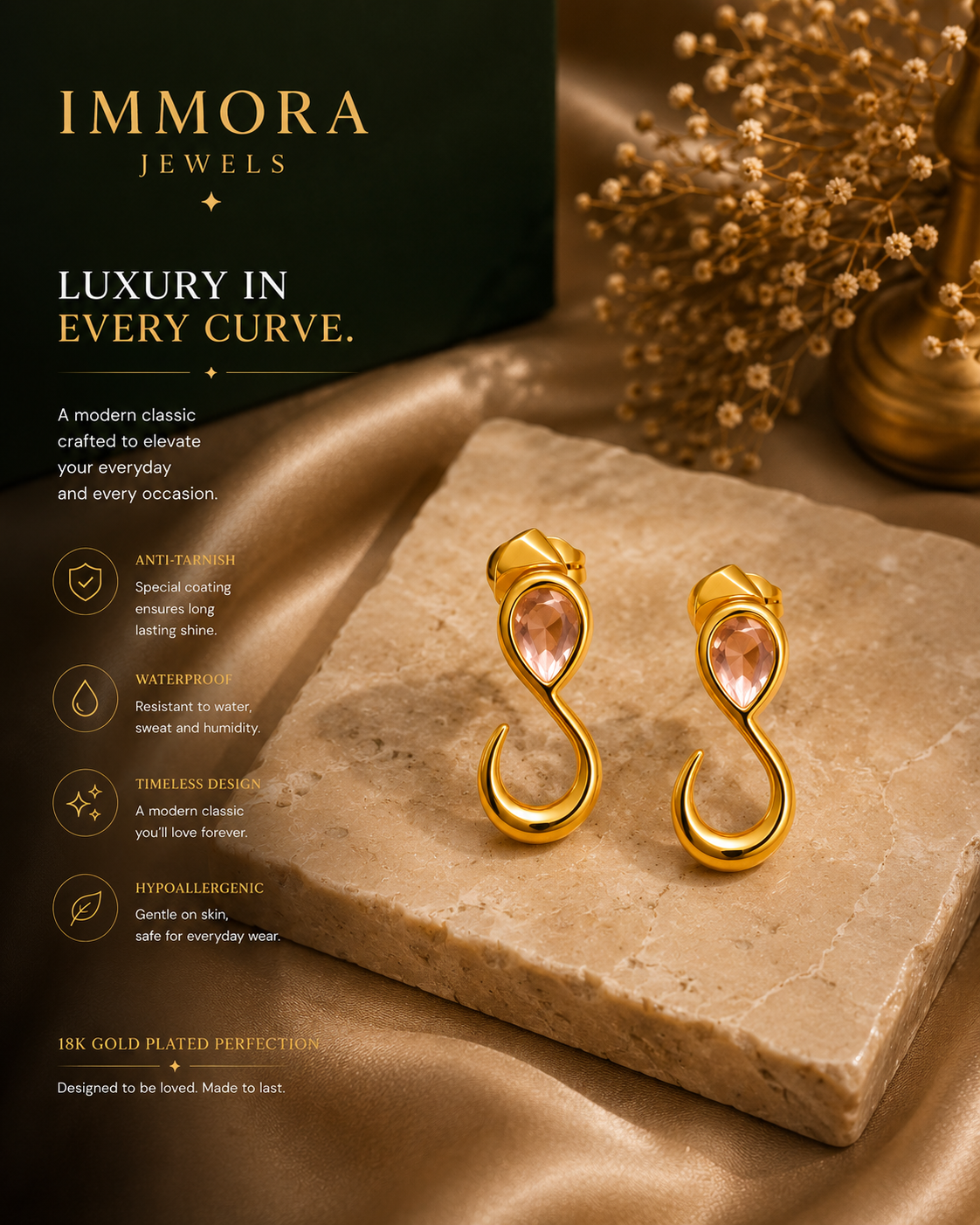 Serpentine Crystal Studs