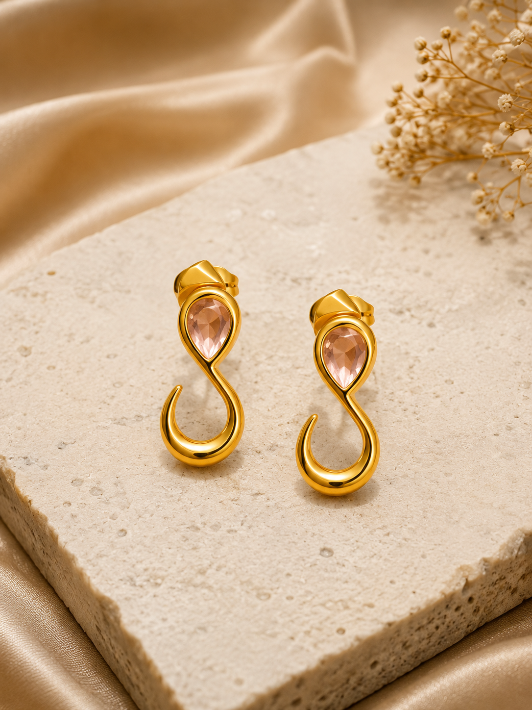 Serpentine Crystal Studs