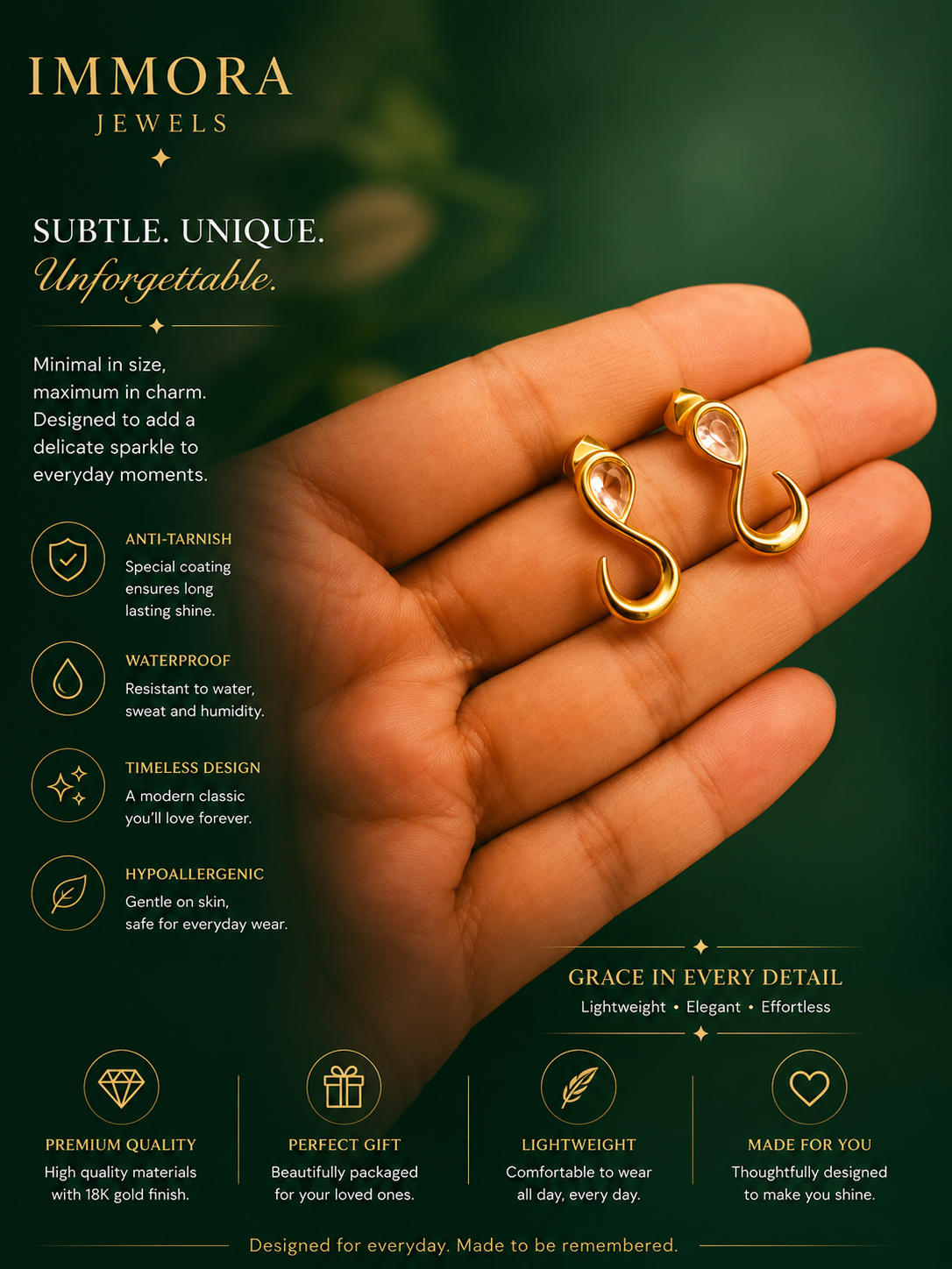 Serpentine Crystal Studs