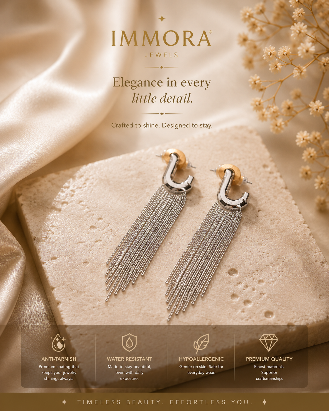 Silver Waterfall Chain Earrings