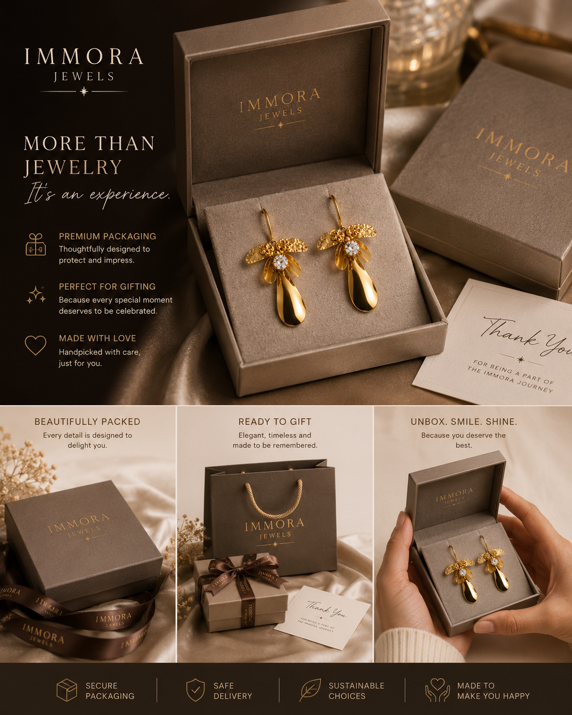 Gold Petal Statement Earrings