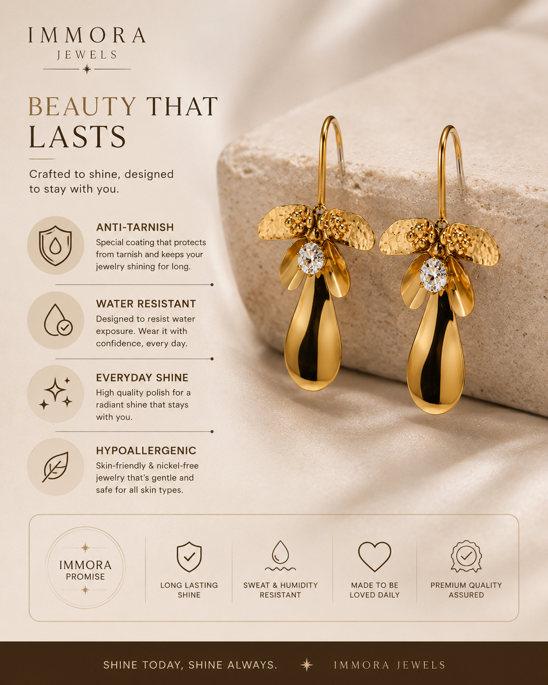Gold Petal Statement Earrings