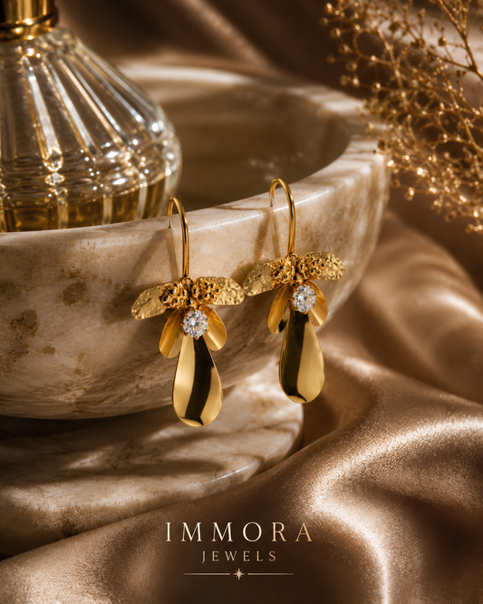 Gold Petal Statement Earrings