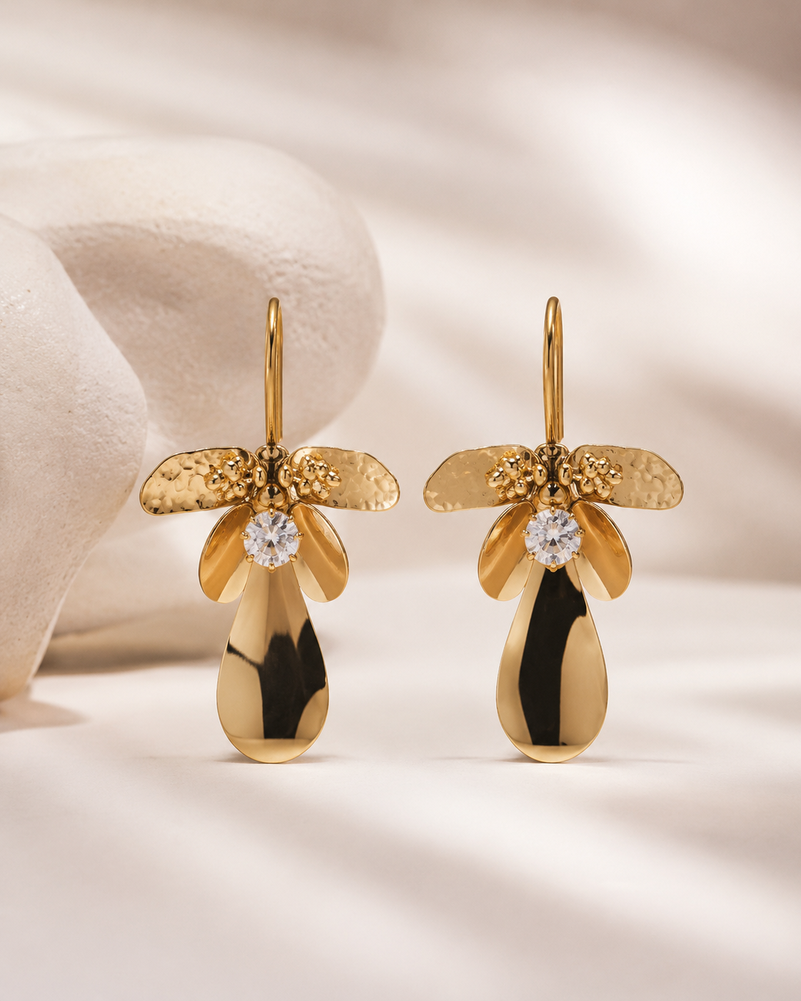 Gold Petal Statement Earrings