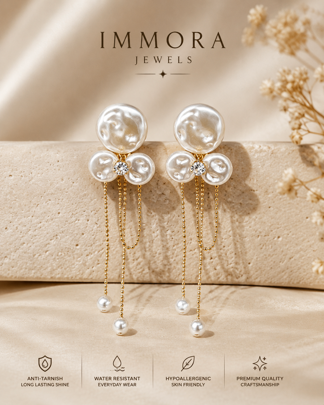 Baroque Pearl Floral Earrings