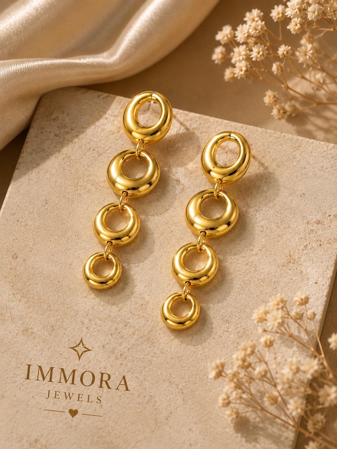 Modern Linked Hoop Drop Earrings
