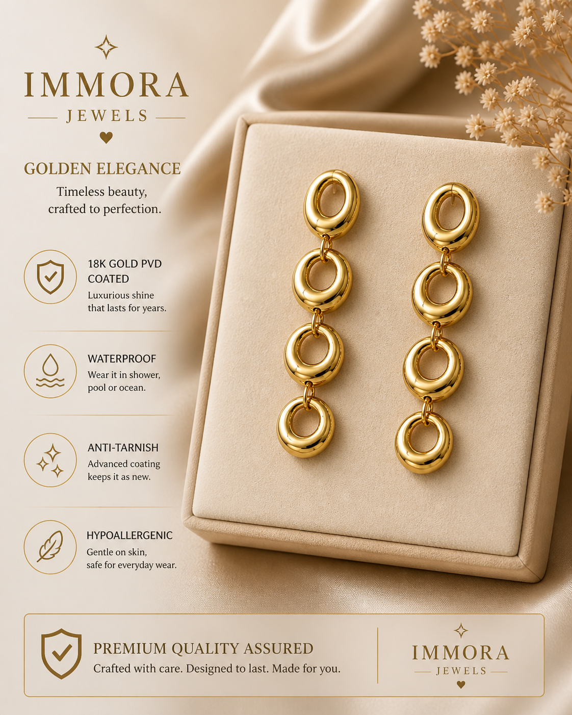 Modern Linked Hoop Drop Earrings