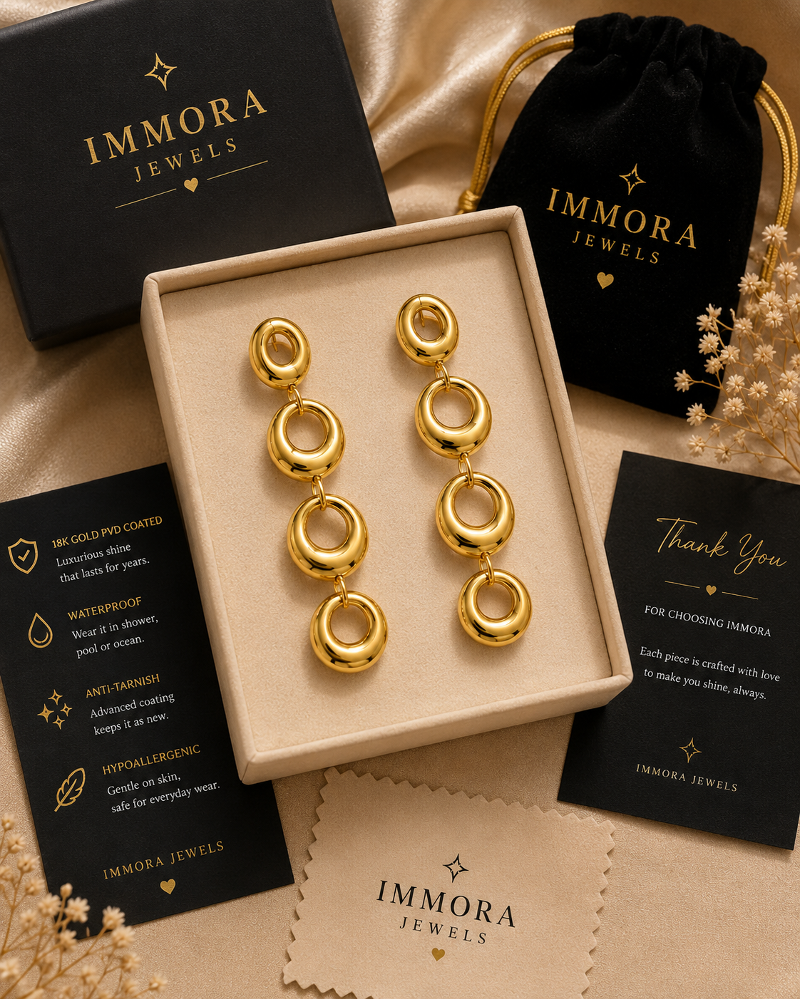 Modern Linked Hoop Drop Earrings