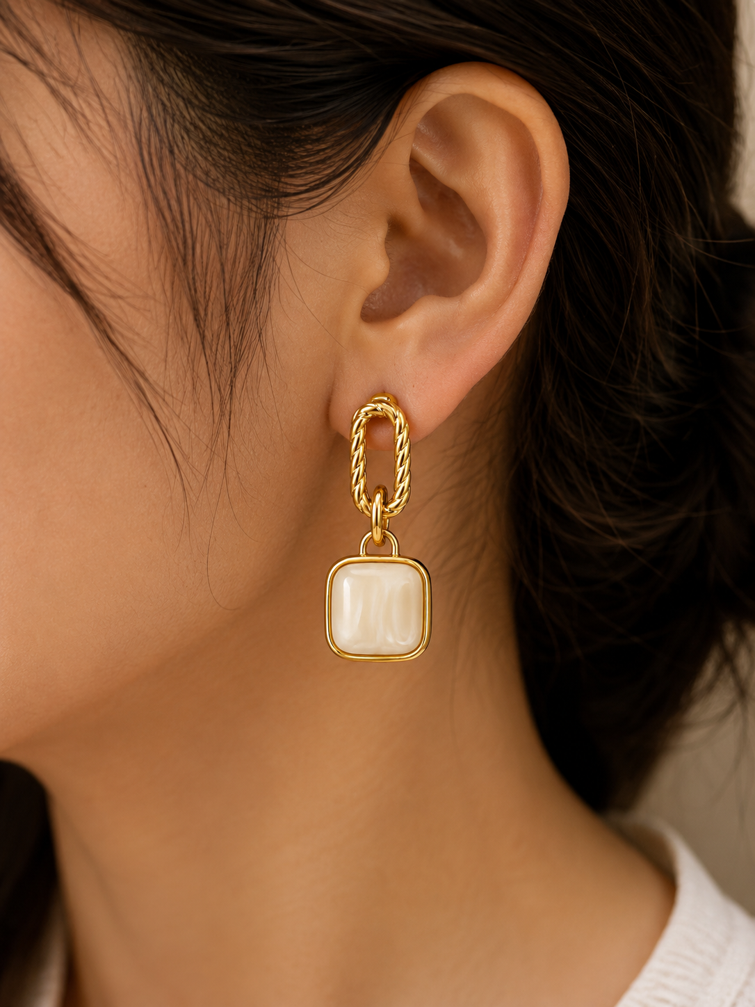 Eternal Marble Square Earrings