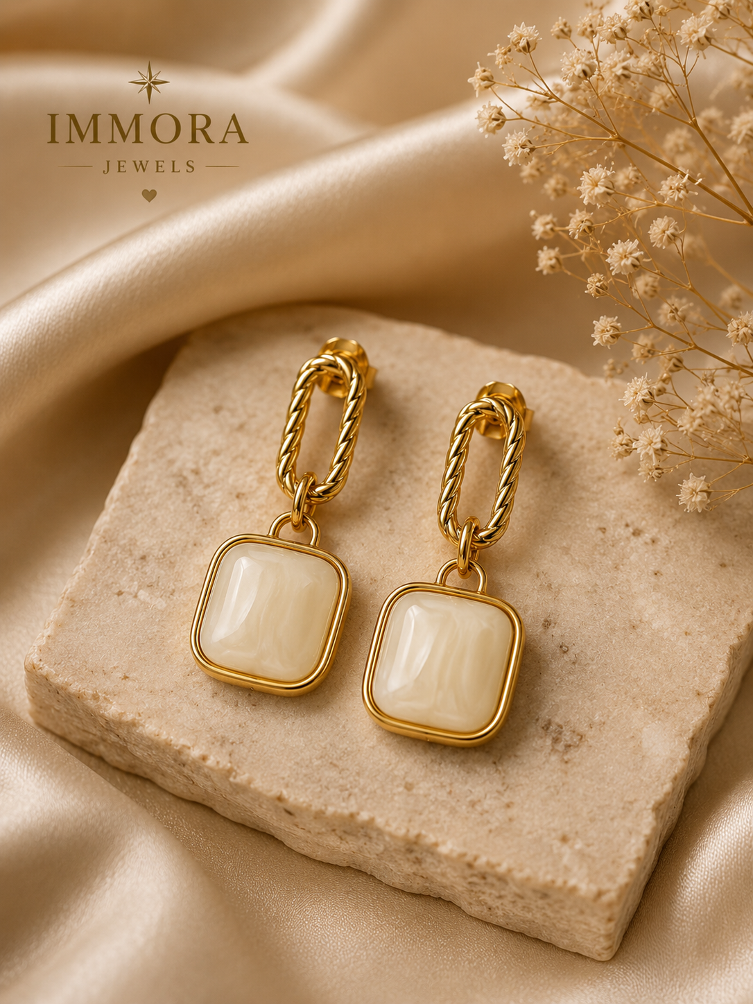 Eternal Marble Square Earrings