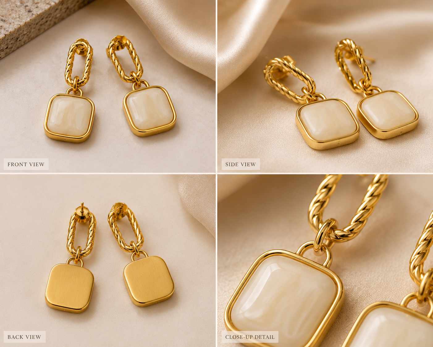 Eternal Marble Square Earrings