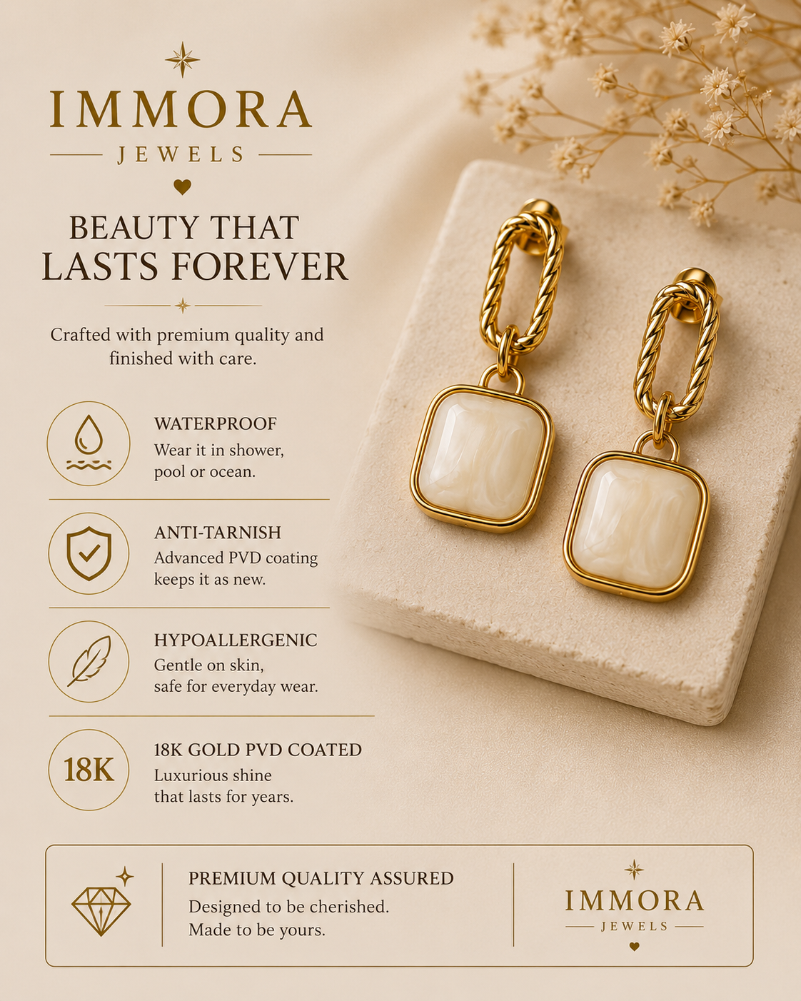 Eternal Marble Square Earrings