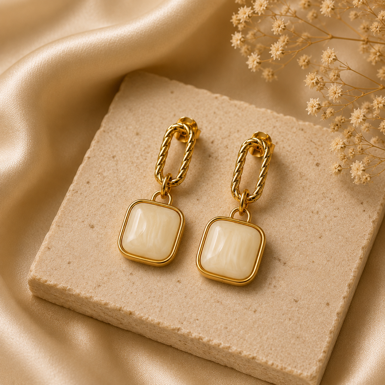 Eternal Marble Square Earrings