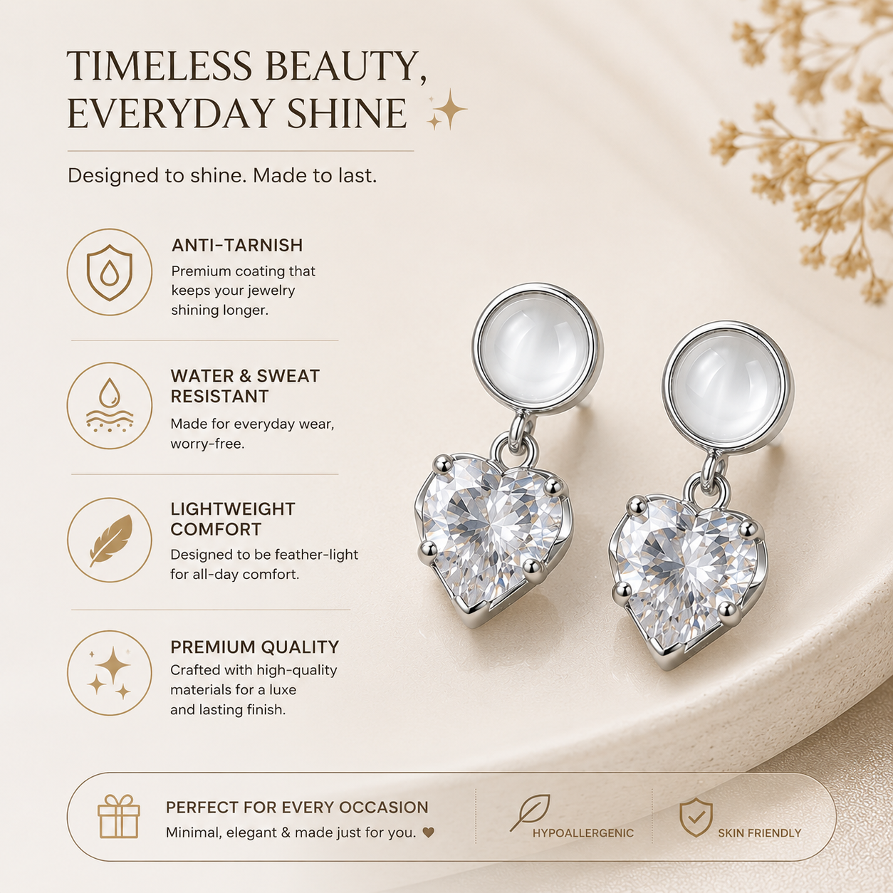 Luna Heart Drop Earrings