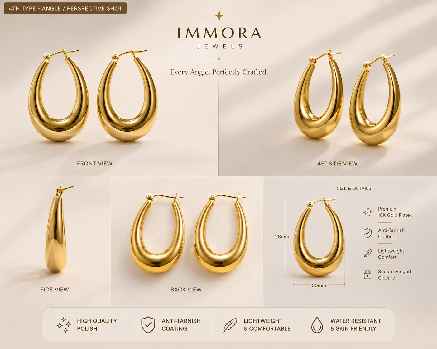 Minimalist U-Shaped Chunky Hoops