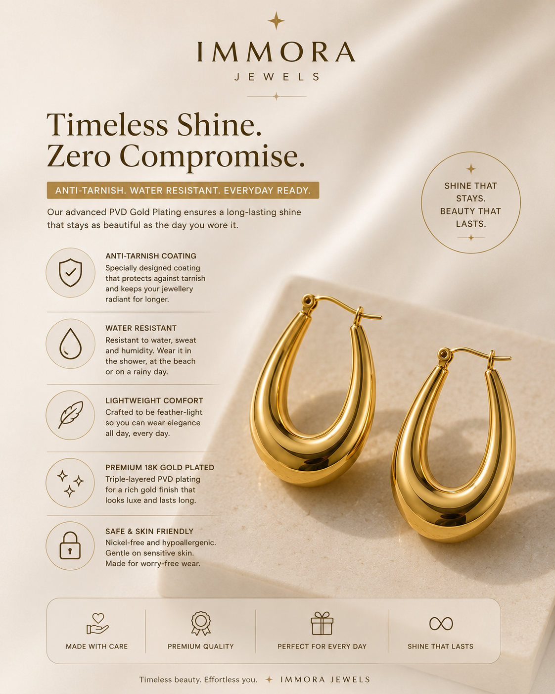 Minimalist U-Shaped Chunky Hoops