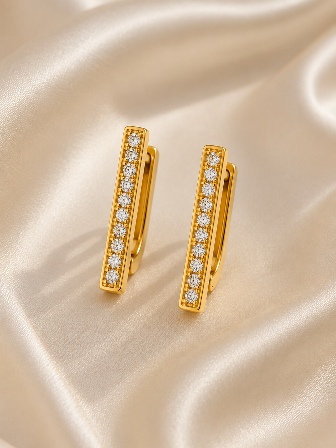 Edge Crystal Pave Hoops