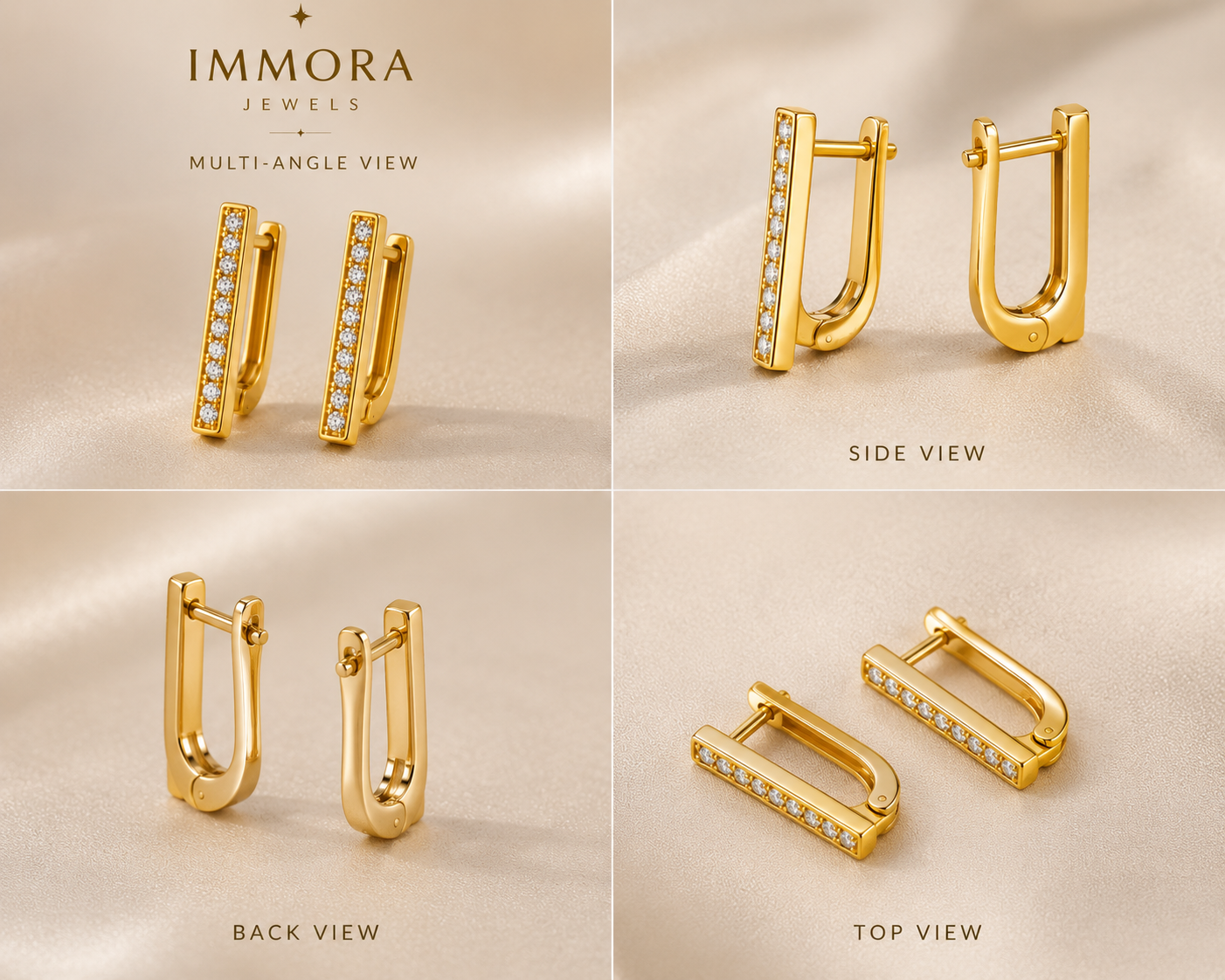 Edge Crystal Pave Hoops