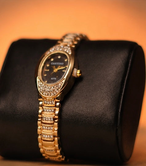 Golden embellished watch