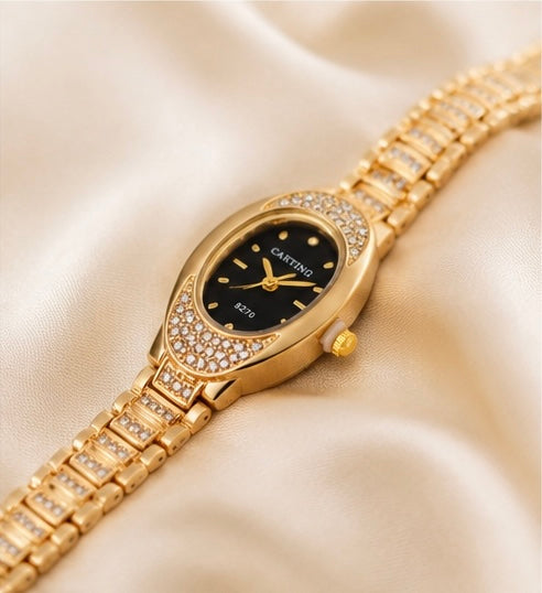 Golden embellished watch