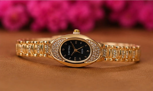 Golden embellished watch