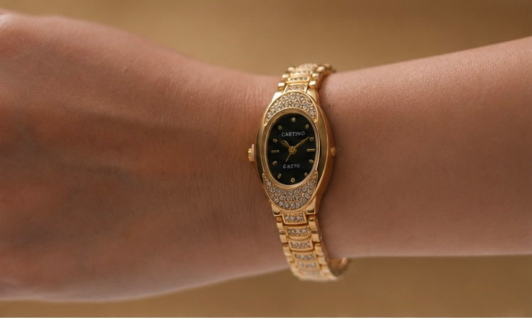 Golden embellished watch