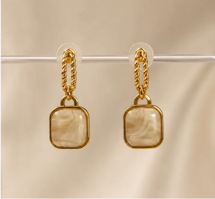 Eternal Marble Square Earrings