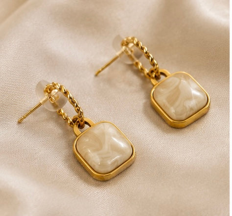 Eternal Marble Square Earrings