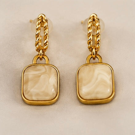 Eternal Marble Square Earrings