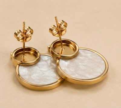 Elegant Pearl Disc Drop Earrings