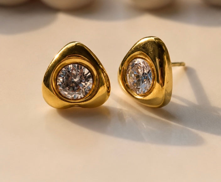 Elegant Heart Crystal Stud Earrings