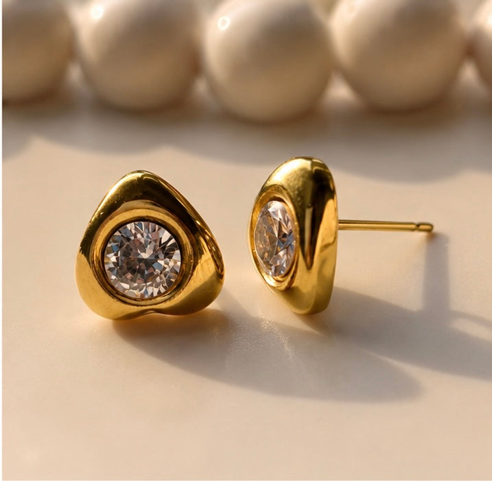 Elegant Heart Crystal Stud Earrings