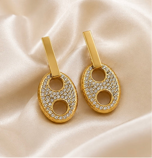 Elegant Oval Crystal Drop Earrings