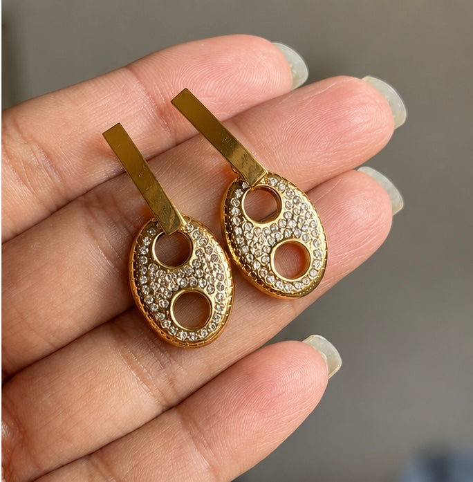 Elegant Oval Crystal Drop Earrings